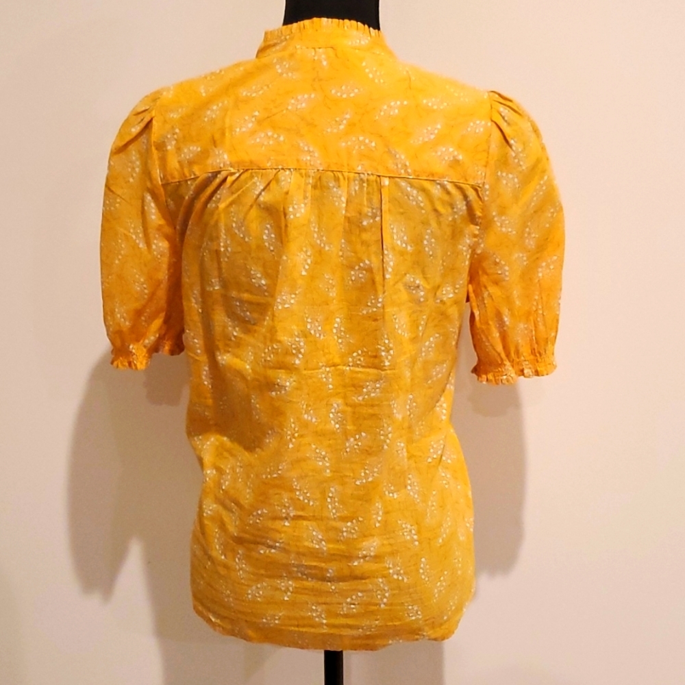 Lucky Brand Women's Short Sleeve Blouse. Medium, Color: Yellow - Picture 4 of 7